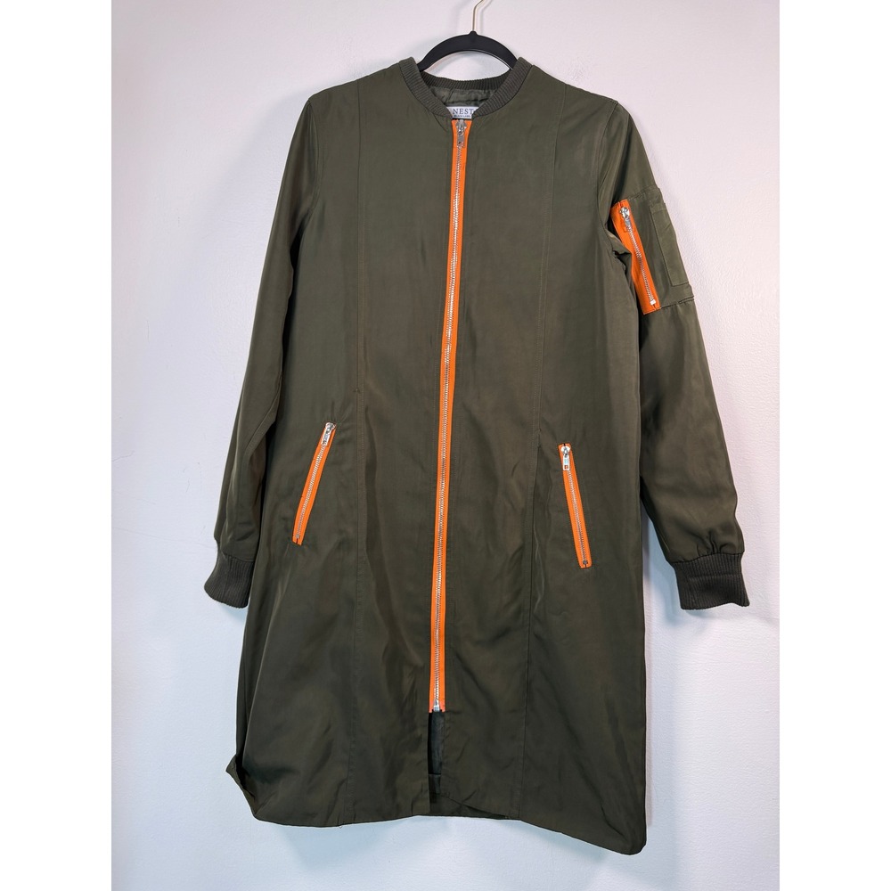 Listicle Longline Zipped Contrast Utility Bomber Jacket Women S Olive Orange